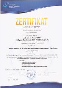 Zertifikat nach DIN EN ISO/IEC 17024